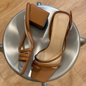 Lafayette 148 Soft Calfskin Leather Heeled City Sandal in copper